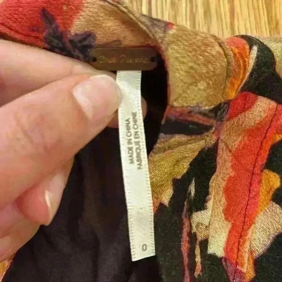 Free people Floral Regan boarder Mini Tunic Dress with Pockets sz 0 - Picture 9 of 10